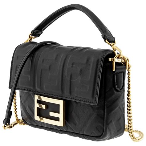 fendi vintage baguette bags black leather|fendi baguette bag second hand.